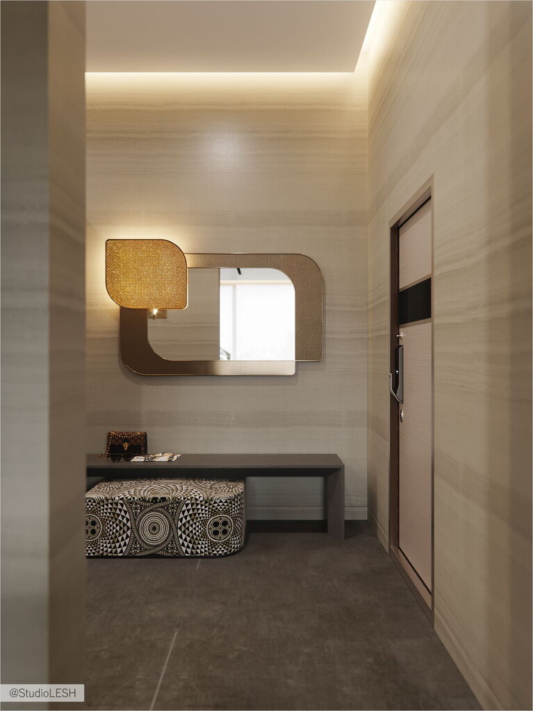 Интересное зеркало в интерьер прихожей