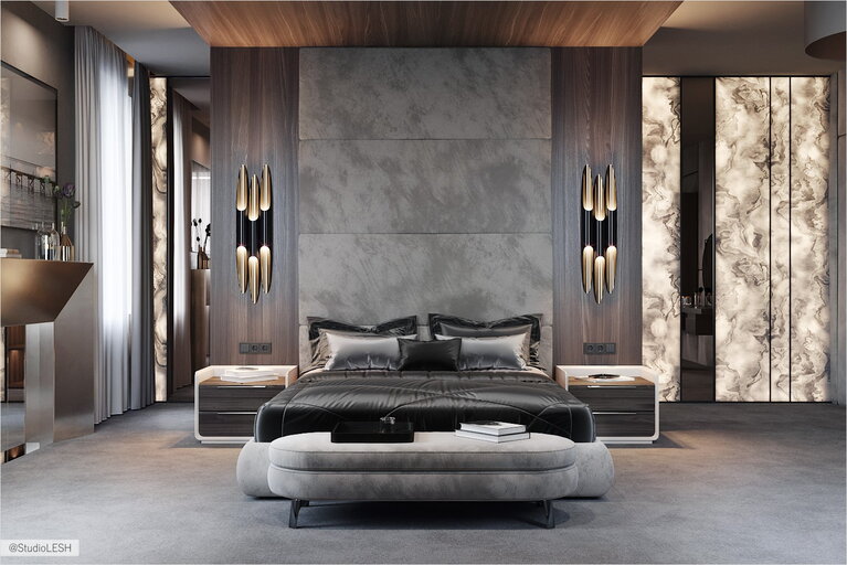 Дизайн интерьера спальни - Просторная квартира в современном стиле