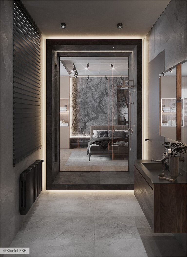  Спальня совмещенная с ванной и гардеробной 