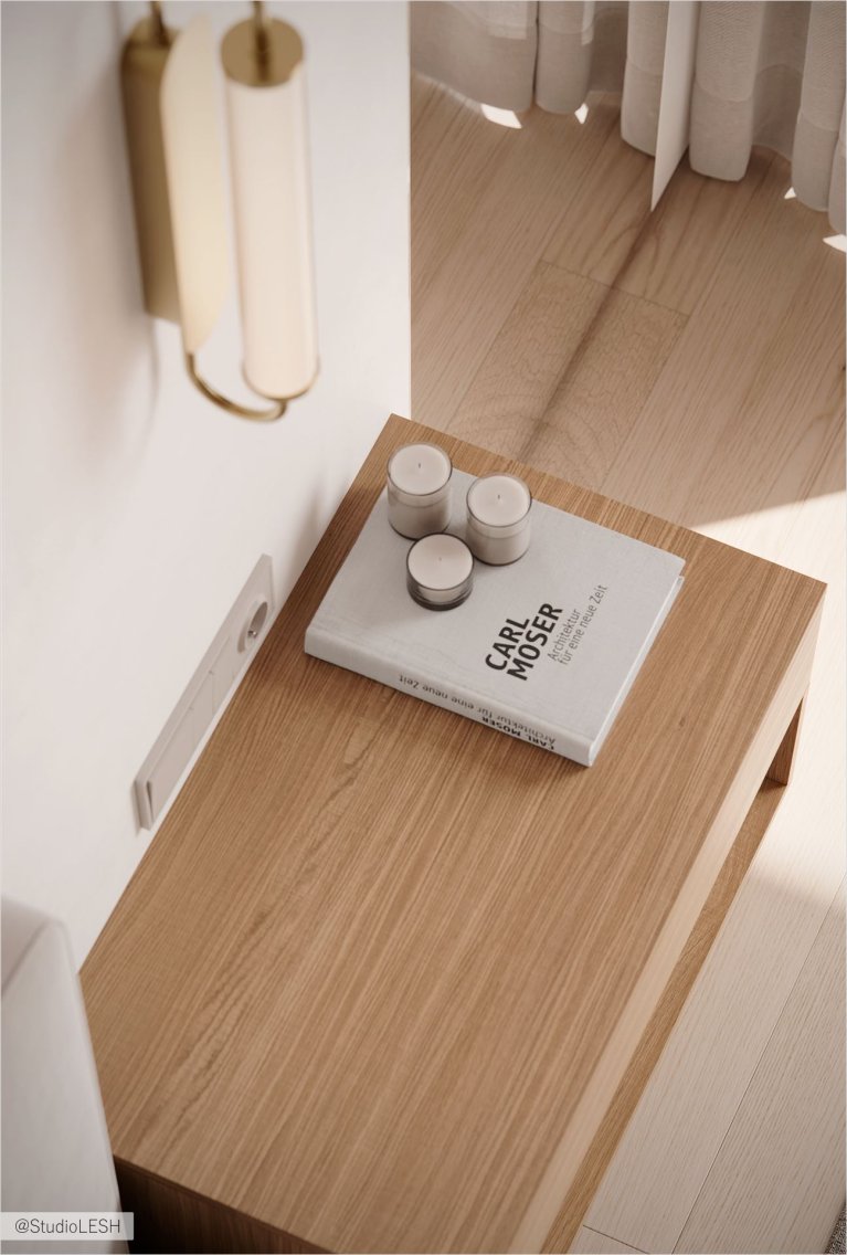 Минималистичный дизайн гостиной с уютным столиком и декором