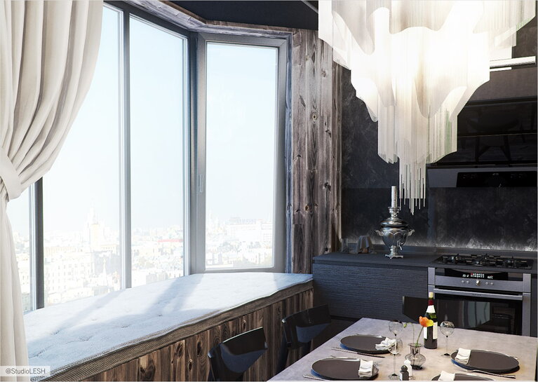 Мягкий подоконник на кухне