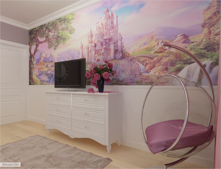 Дизайн проект детской для девочки 