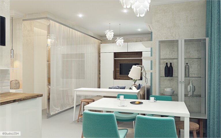 Дизайн проект столовой зоны в однокомнатной квартире 