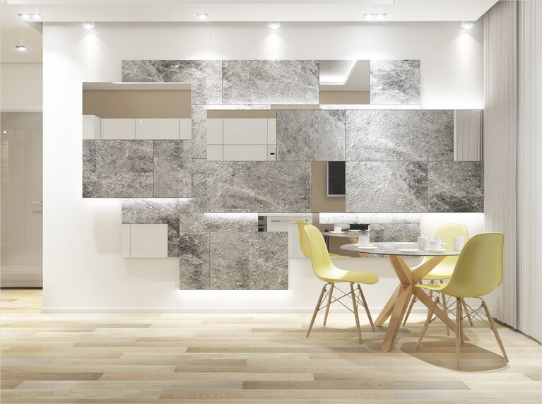 Оформление стены в кухне 