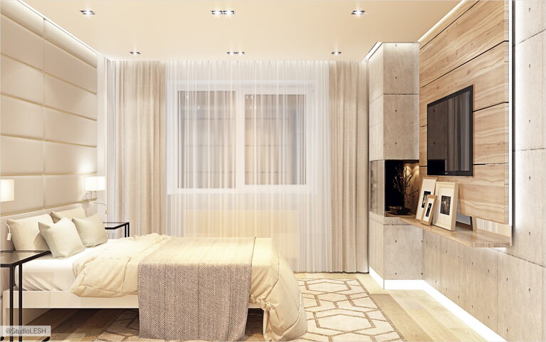 Дизайн интерьера спальни в 1к кв