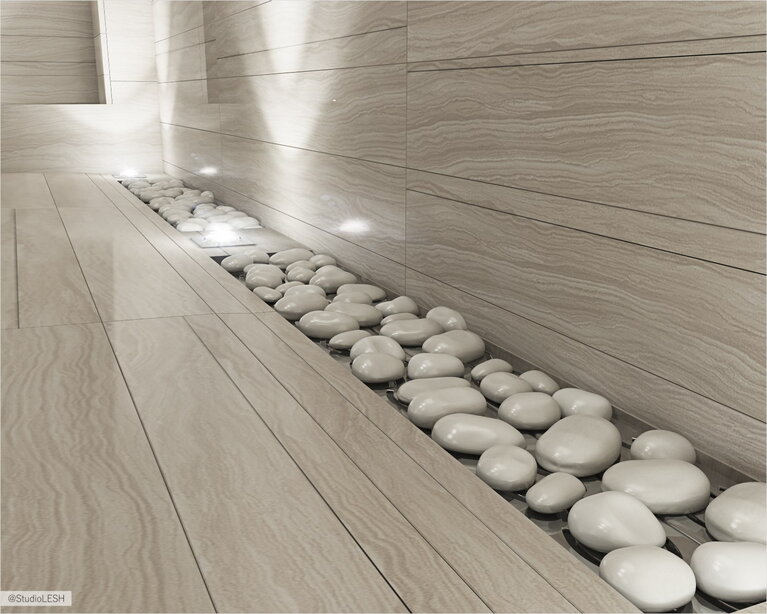 Дизайн интерьера каменная галька 