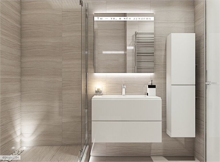 Проект санузла с душевой кабинкой 