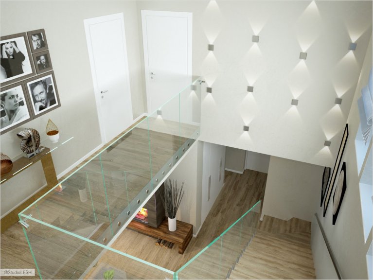 Стеклянные перила в загородном доме 