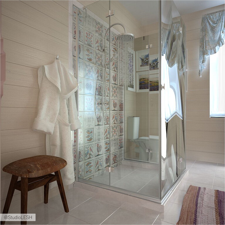 Душевая кабина, стекло, загородный дом 