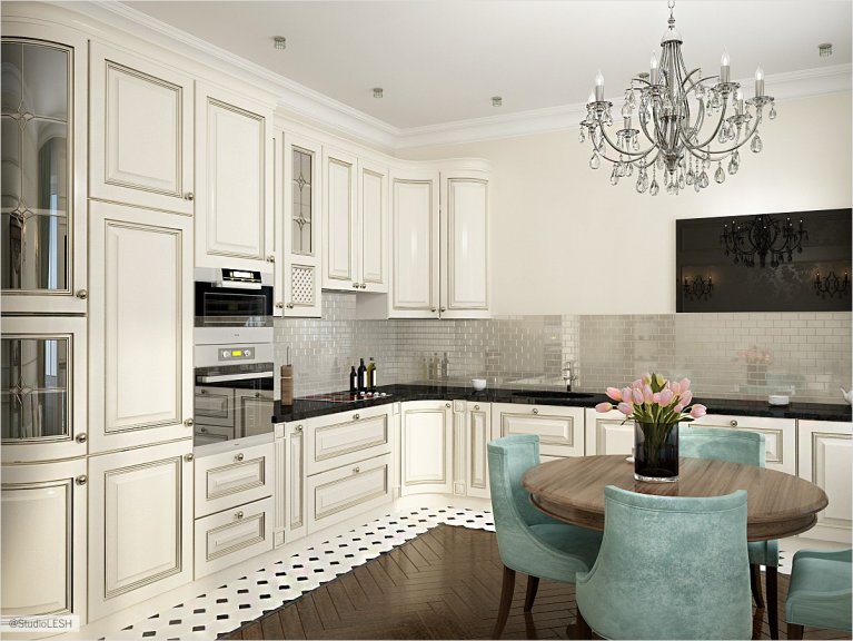 Дизайн проект кухонной мебели в современной классике 