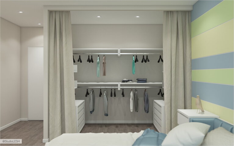 Гардероб в детской комнате, оформление интерьера 