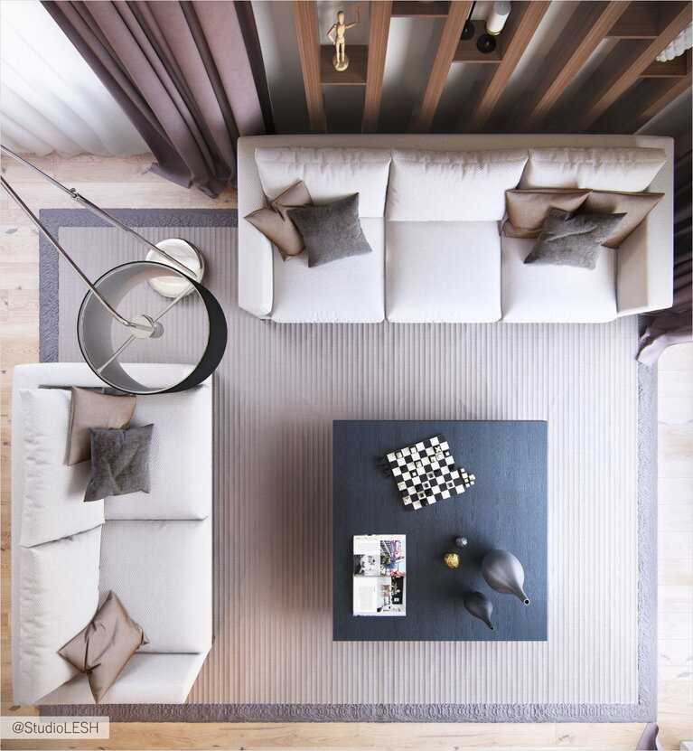 Дизайн интерьера гостиной вид сверху 