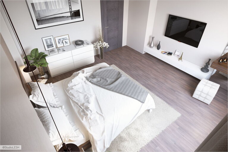 Красивый интерьер спальной комнаты в доме 