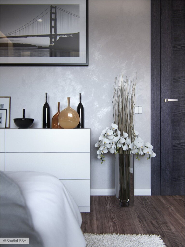 Дизайн интерьера спальной комнаты в загородном доме 