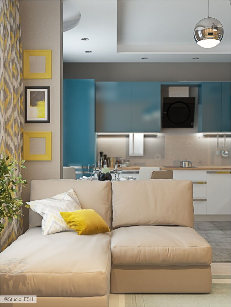 Дизайн проект кухни и гостиной комнаты