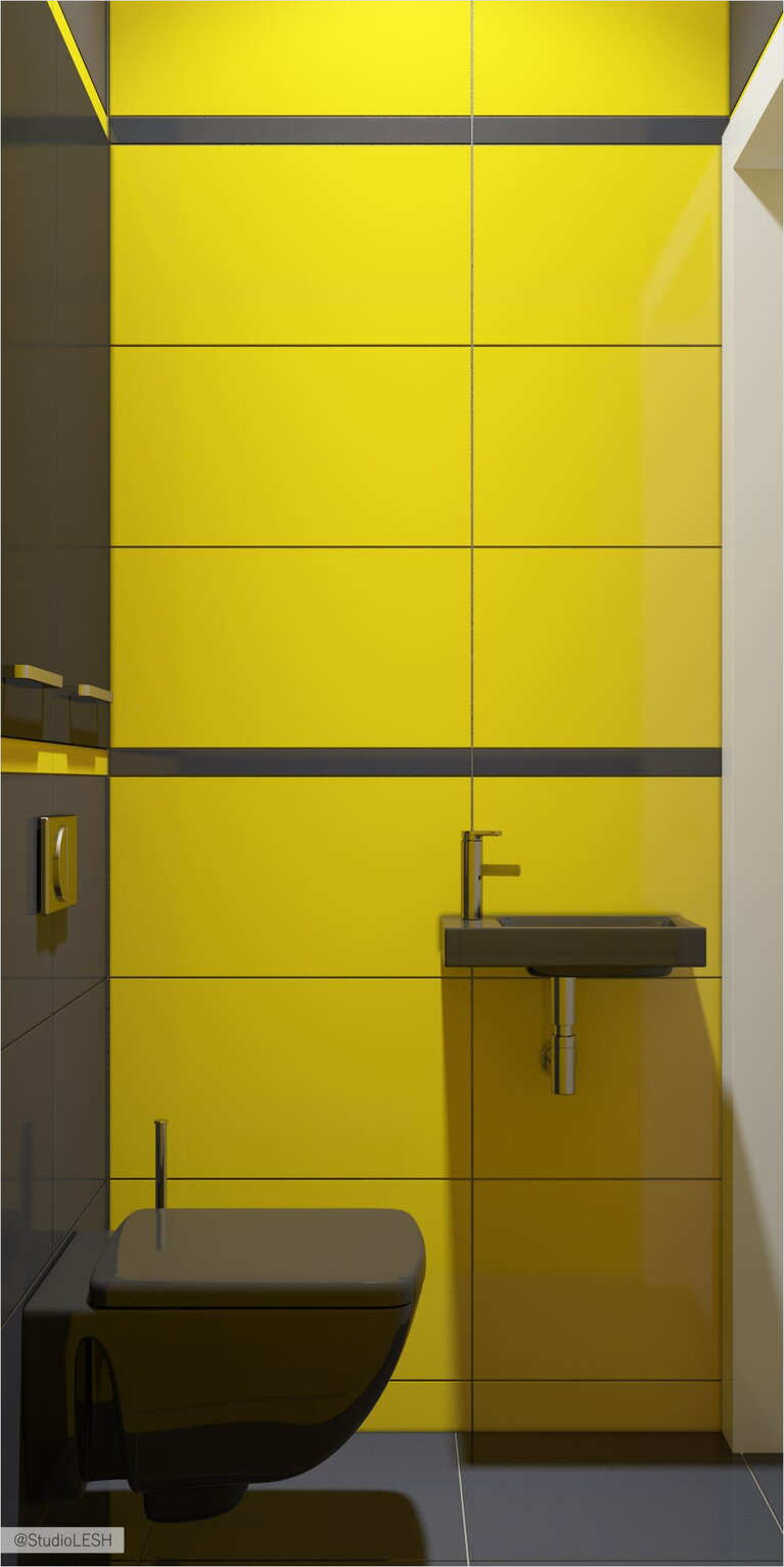 Дизайн интерьера желтый и черный цвет  