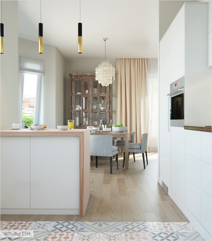 Барная стойка на кухне в доме