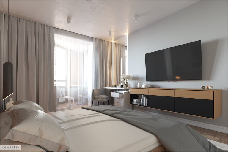 Спальня большой телевизор