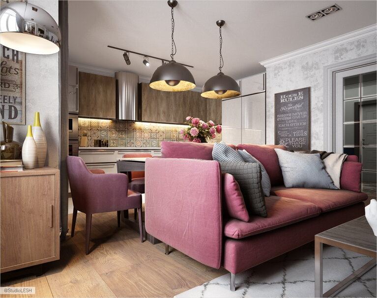 Кухня-гостиная мягкий диван