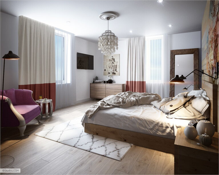 Спальня в стиле лофт