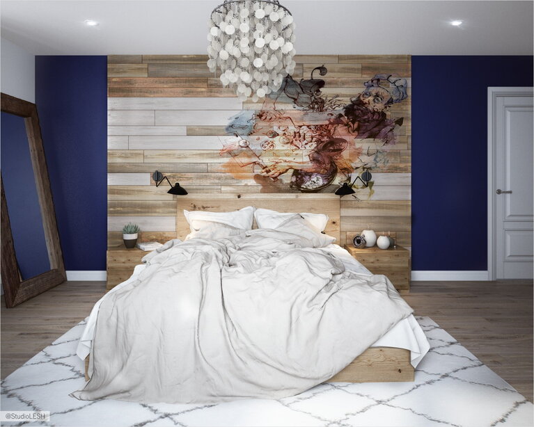 Деревянная стенка с рисунком