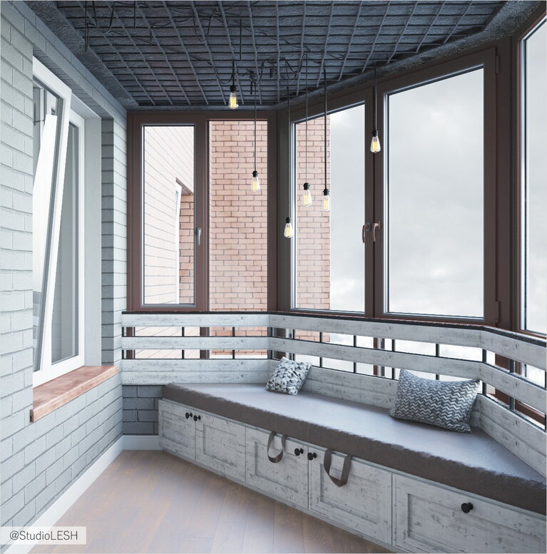 Балкон в стиле лофт