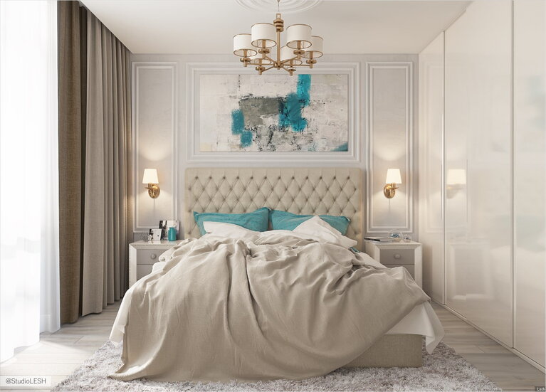 Спальня бирюзовое панно