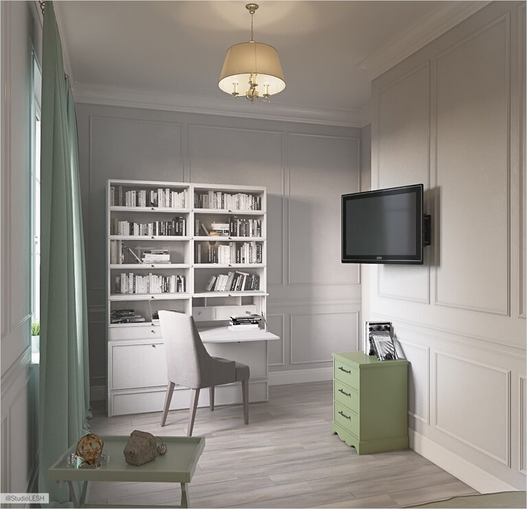 Кабинет загородного дома в классическом стиле