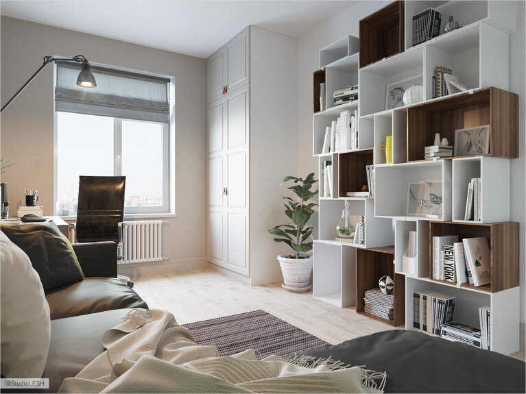 Кабинет со светлыми стенами