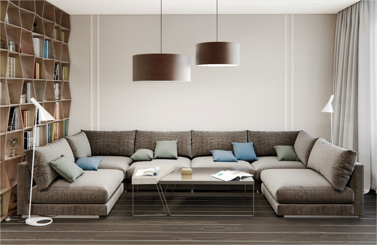 Мягкий диван в гостиной