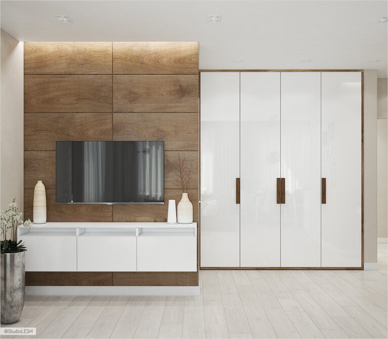 Контрастная кухня гостиная