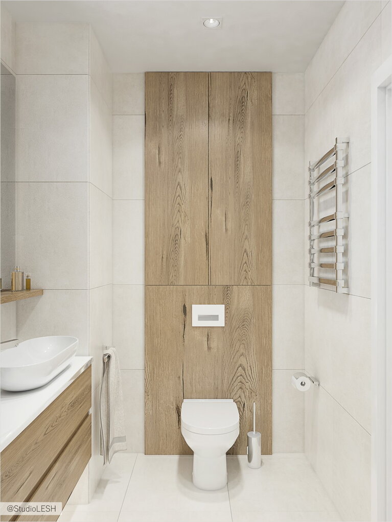 Ванная комната с деревянными вставками