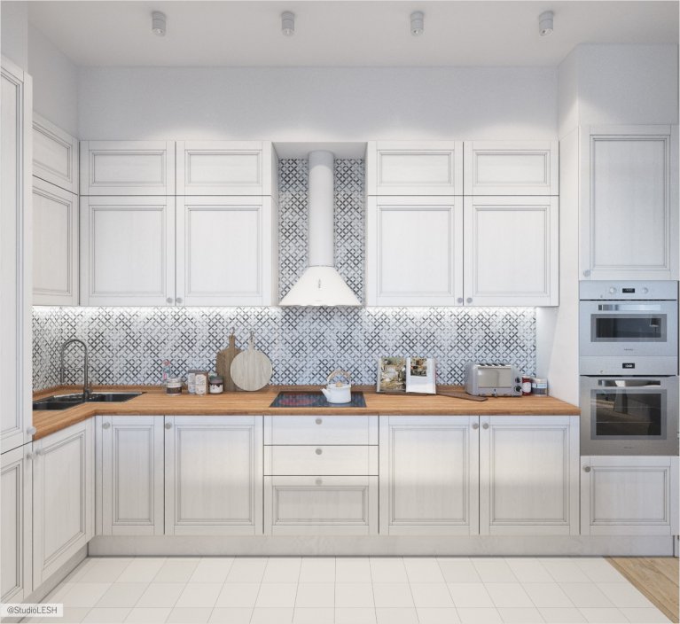 Красивая белая кухня