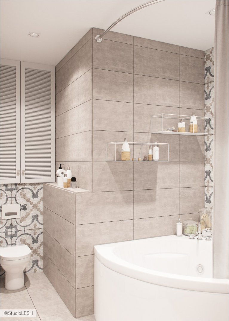 Бежевая ванная комната