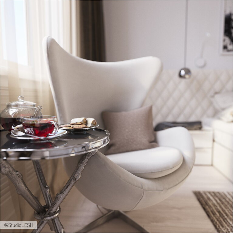 Светлая современная спальня