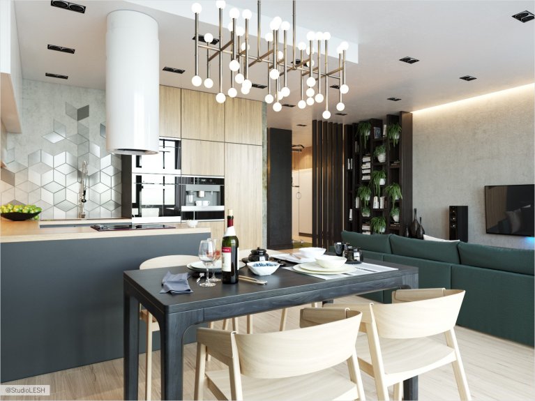 Черный обеденный стол