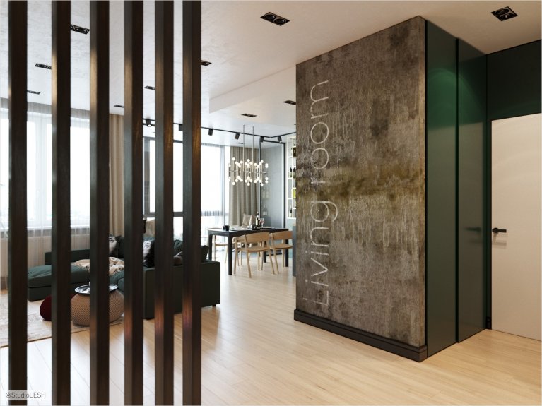 Коридор с изумрудными стенами