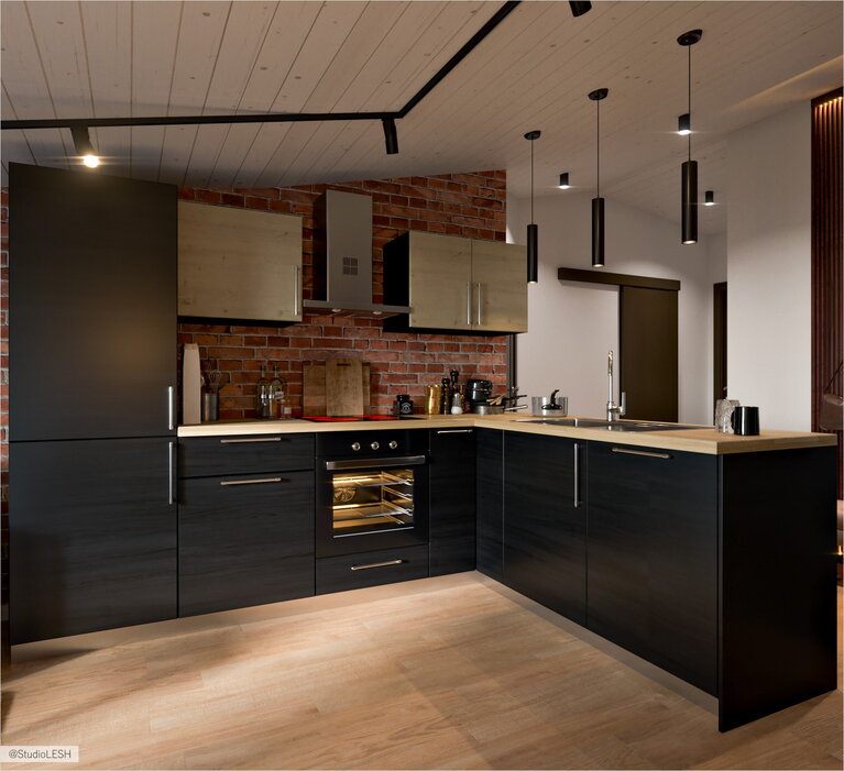 Оформление кухни на мансарде 