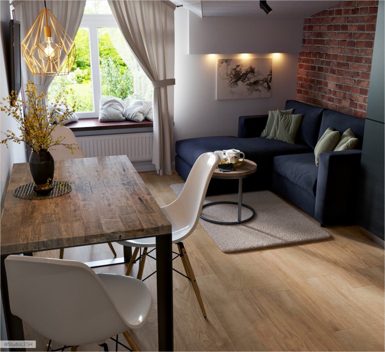 Оформление интерьера гостиной с кухней 