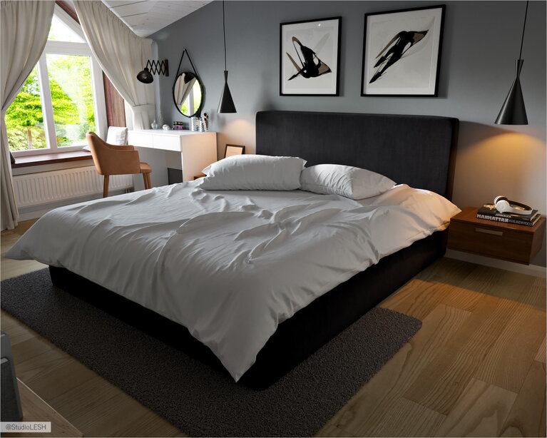 Спальная комната на чердаке дома