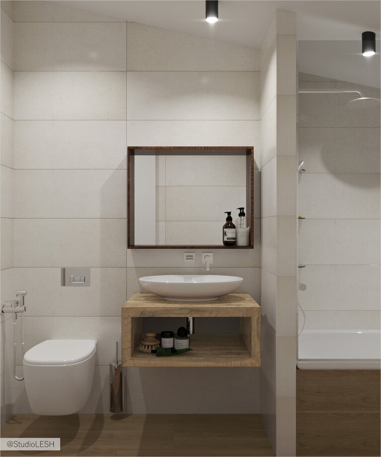 Оформление санузла на чердаке 