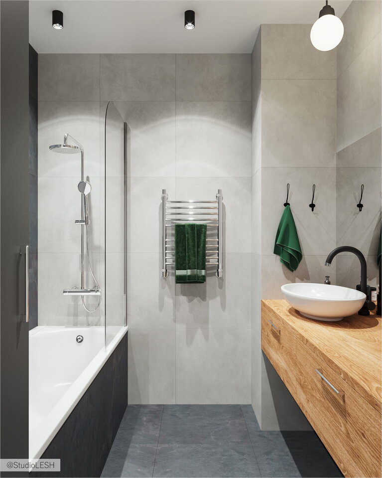 Черно-белая ванная