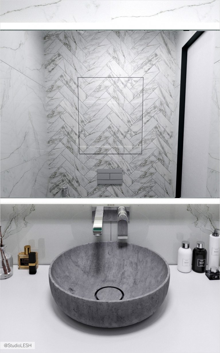 Круглая раковина в ванной