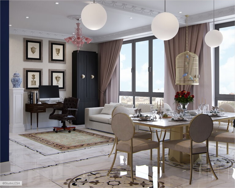 Классическая кухня-гостиная