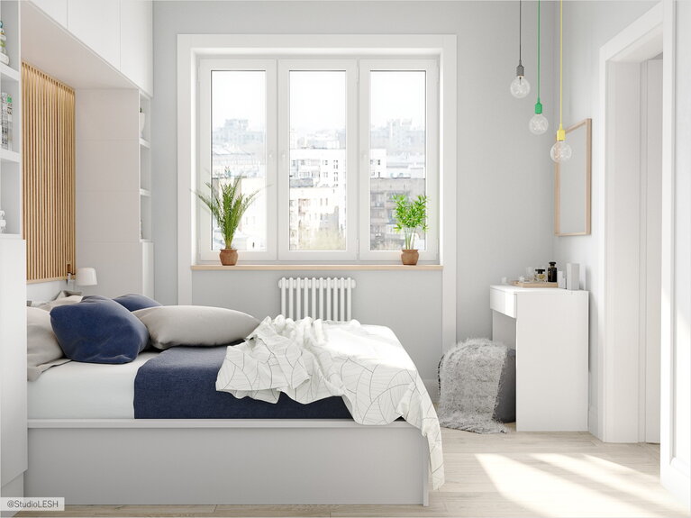 Белая спальня в скандинавском стиле