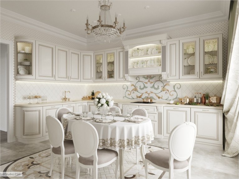 Классическая кухня в пастельных тонах