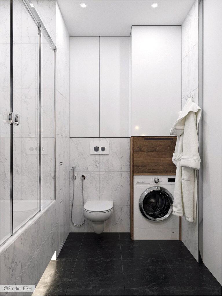 Render Черно белая ванная комната