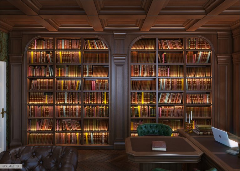 Дизайн интерьера, рабочий офис, библиотека