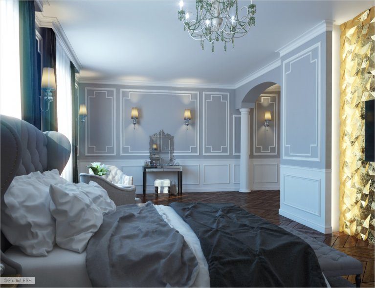 Дизайн интерьера спальни в пастельных тоннах 