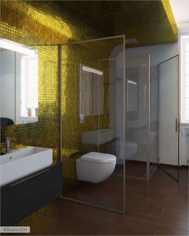 Дизайн проект санузла в коттедже 